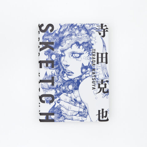 A book whose cover shows a blue sketch of a female figure by famous Japanese artist Terada Katsuya.