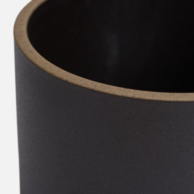 A close up of the black mug seen from above