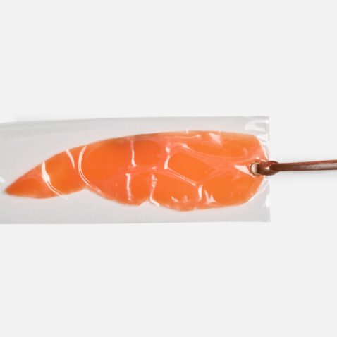 A bookmark that is a food replica of a salmon slice