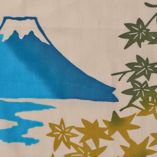 A close up of the tenugui hand towel with Mount Fuji