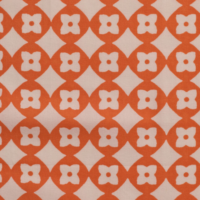 Close up of tenugui hand towel and the orange pattern of persimmons
