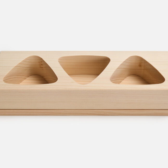 Onigiri mould with three onigiri shaped holes