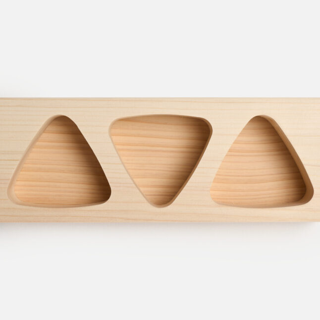 Onigiri mould with three onigiri shaped holes