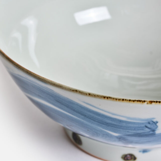 Large white bowl with blue karakusa pattern from Japan House London