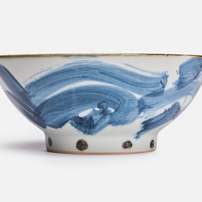Large white bowl with blue karakusa pattern from Japan House London