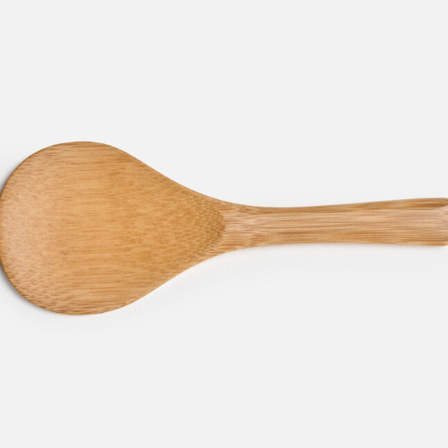 The inner side of the small rice scoop made out of bamboo from Japan House London