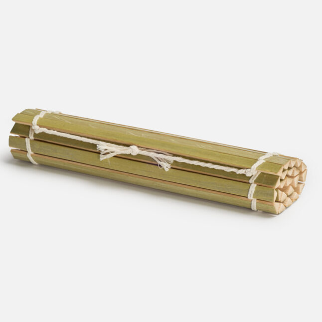 The oni sudare rolling mat rolled up from Japan House London