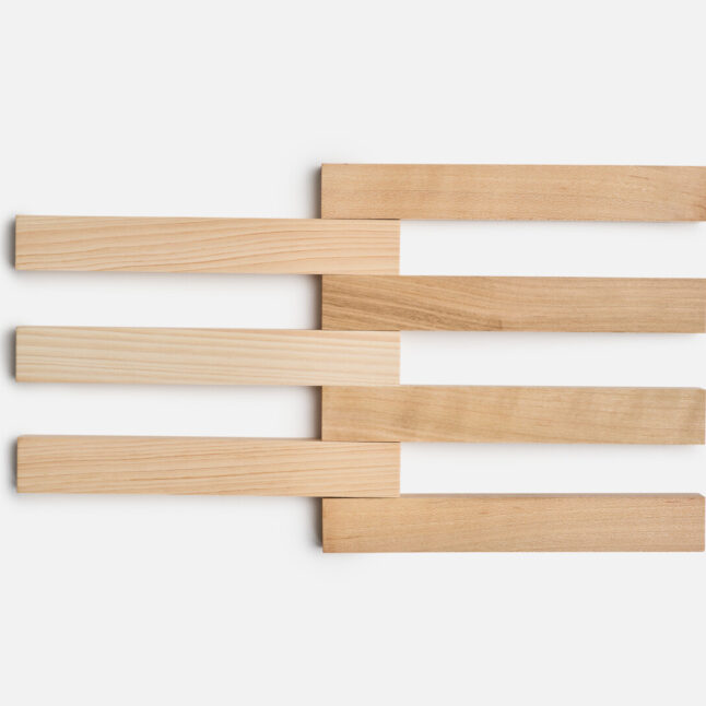The hinoki and sakura pot rest expanded from Japan House London