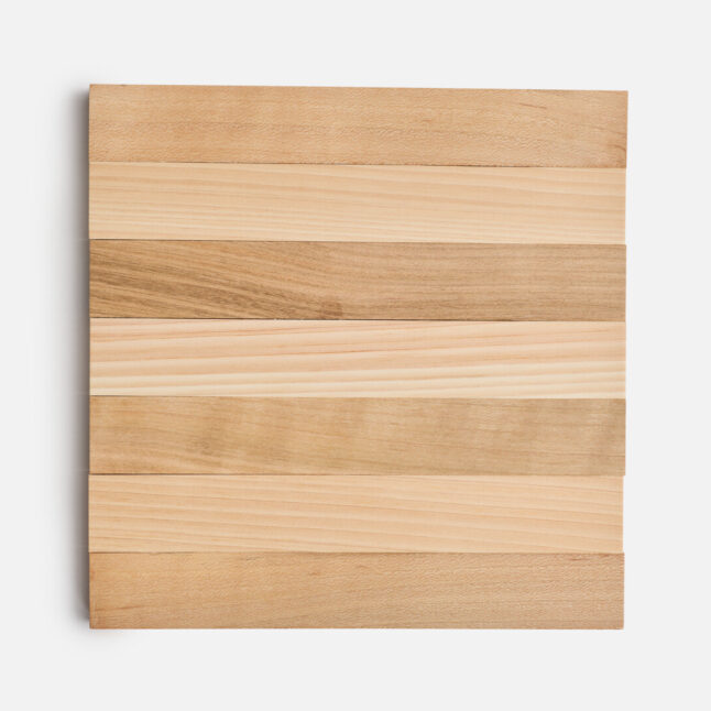 The hinoki and sakura pot rest side seen from above from Japan House London