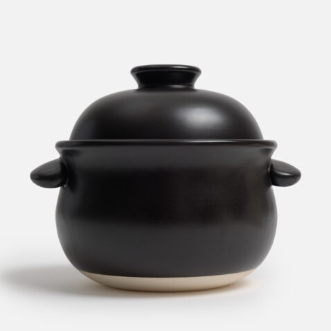 Small black Taiseigama rice pot from Japan House London