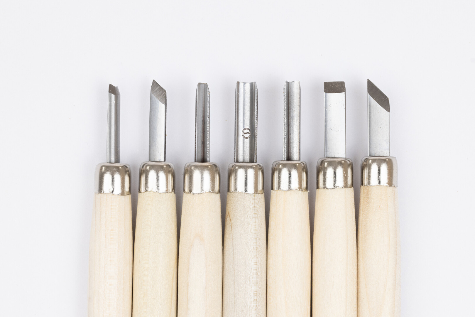 Seven wood carving tools