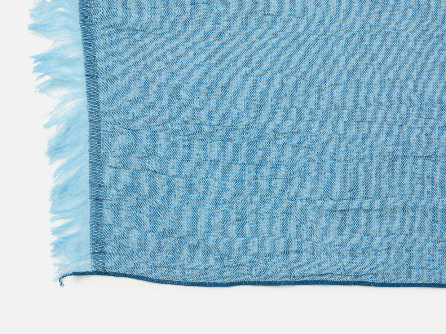 Blue cotton merino blend fabric fringe detail