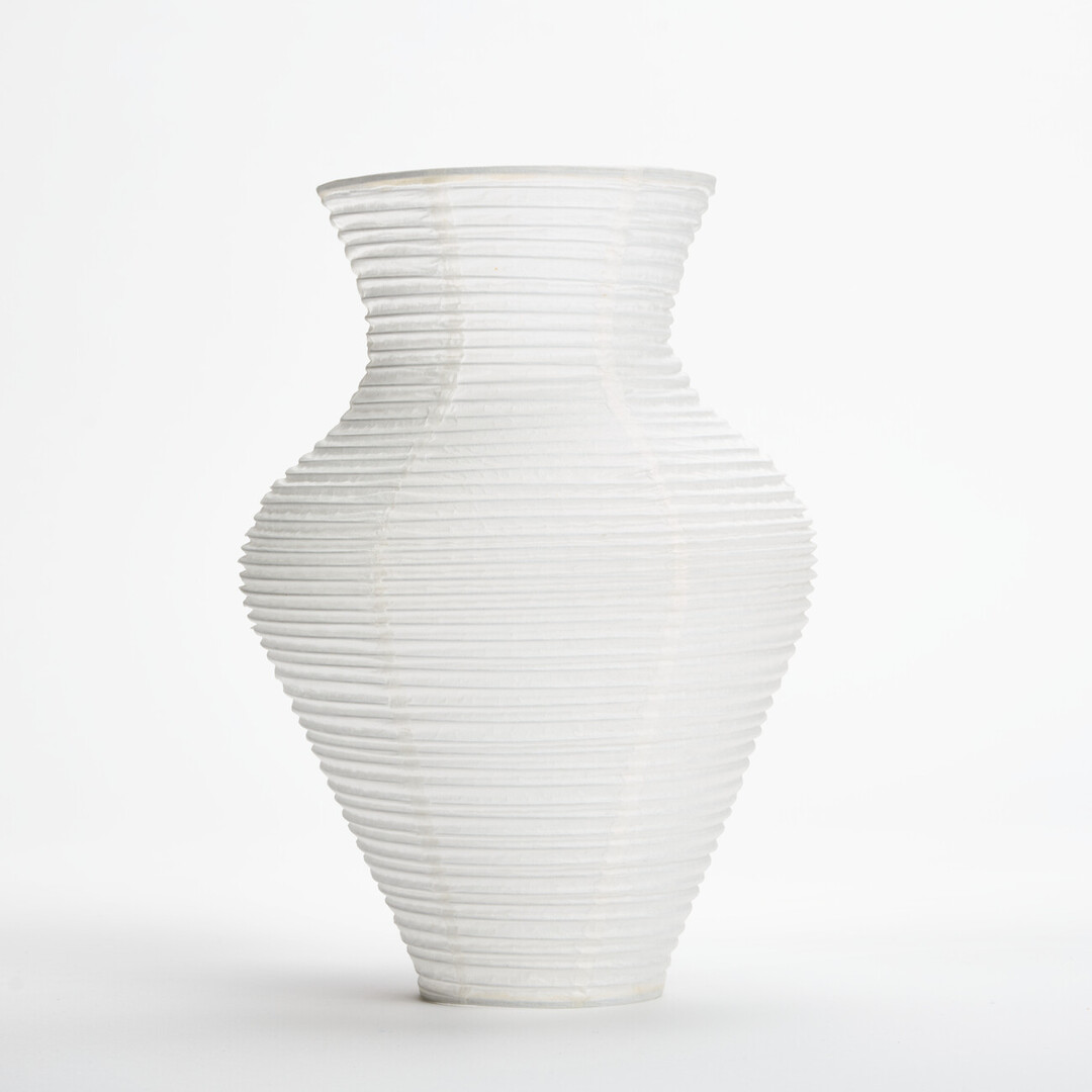 A Vase crafted from washi (Japanese paper).
