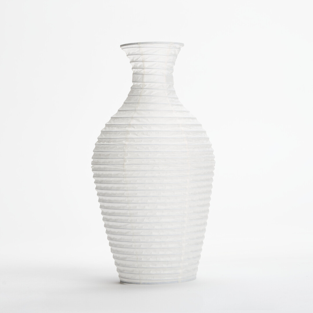 A Vase crafted from washi (Japanese paper).