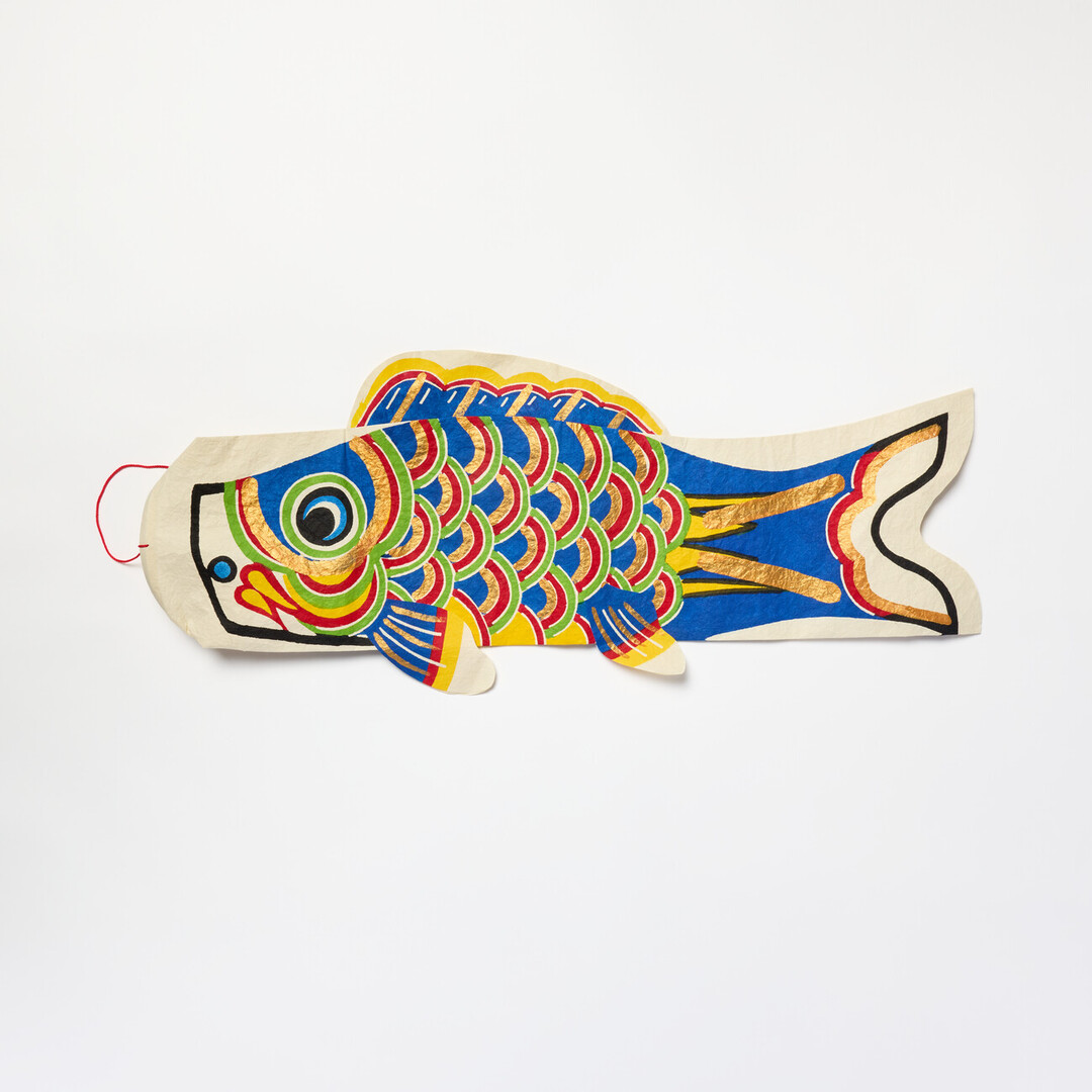 A blue washi koinobori