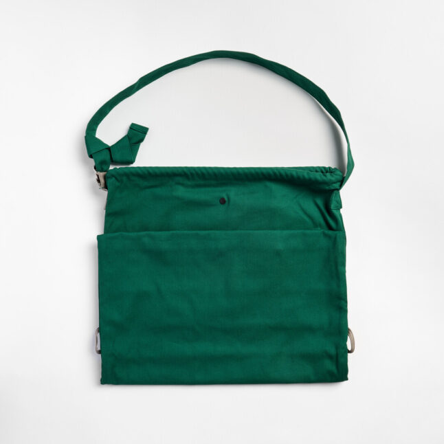 A green tote bag
