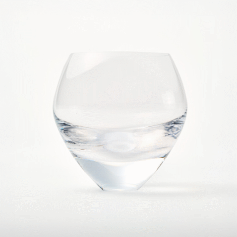 A handcrafted, round and voluminous glass