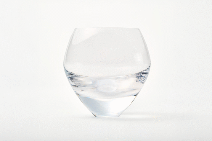 A handcrafted, round and voluminous glass