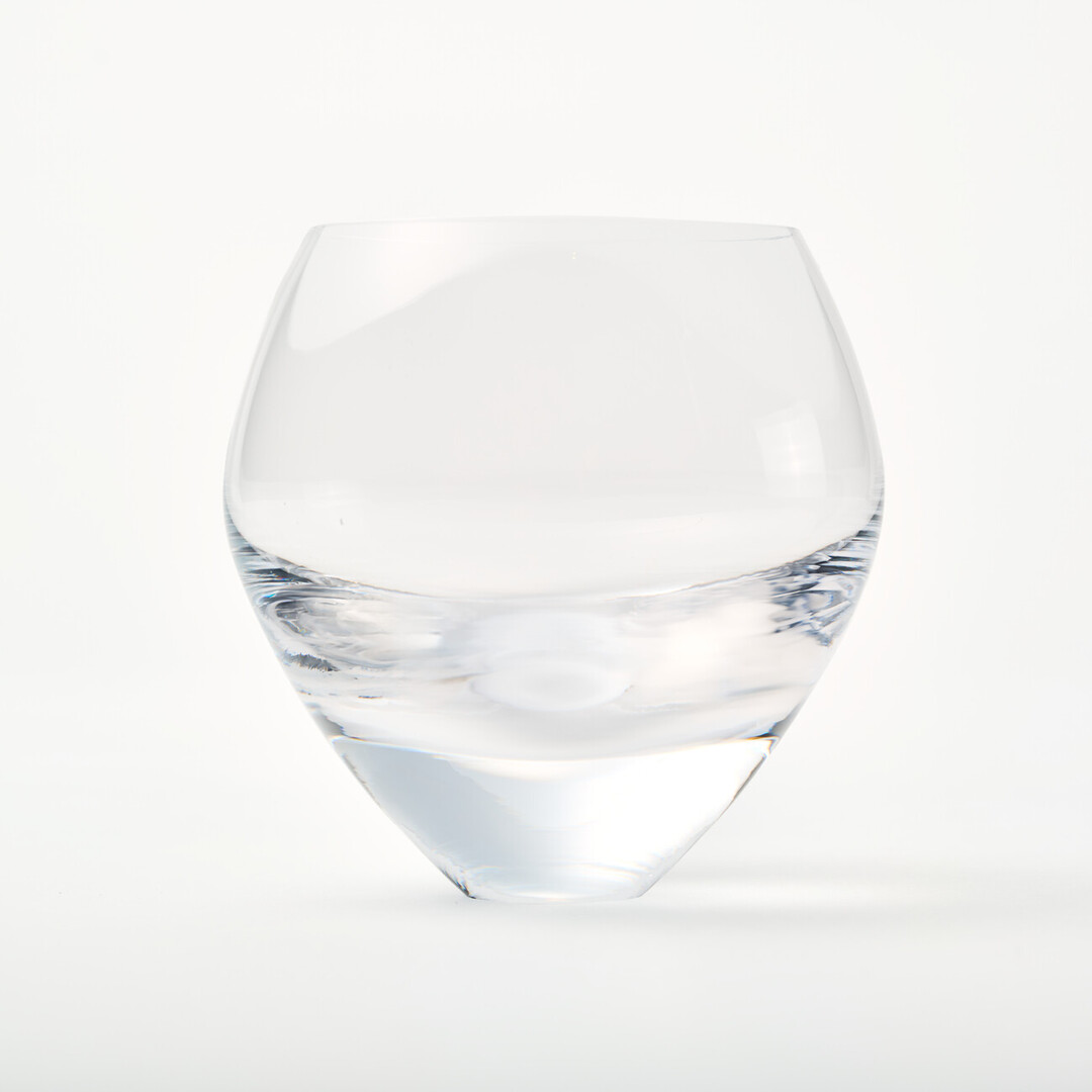 A handcrafted, round and voluminous glass