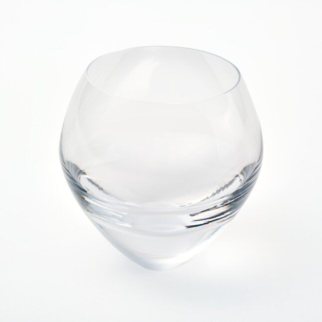 A handcrafted, round and voluminous glass