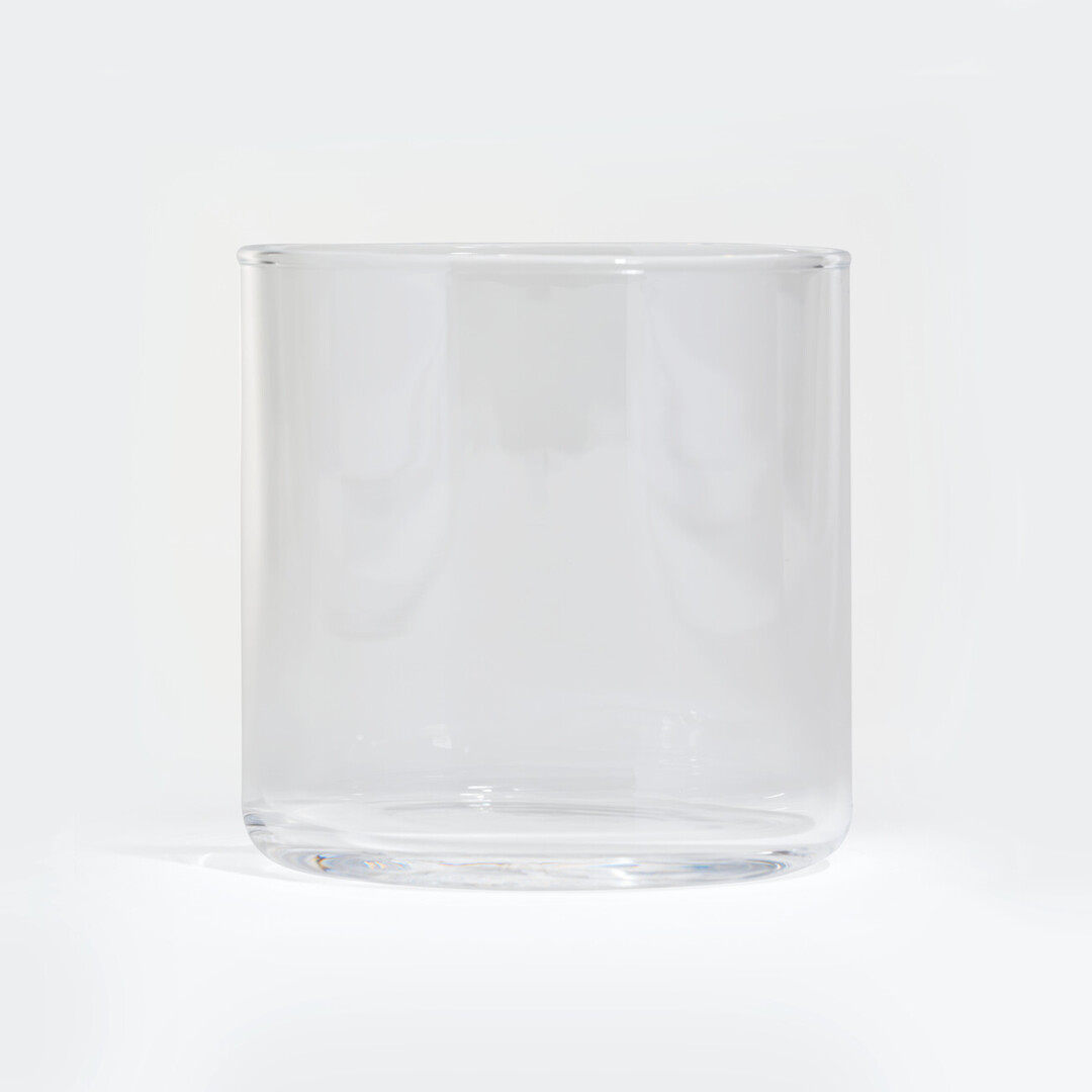 A glass circular tumbler