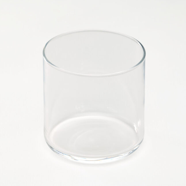 A glass circular tumbler
