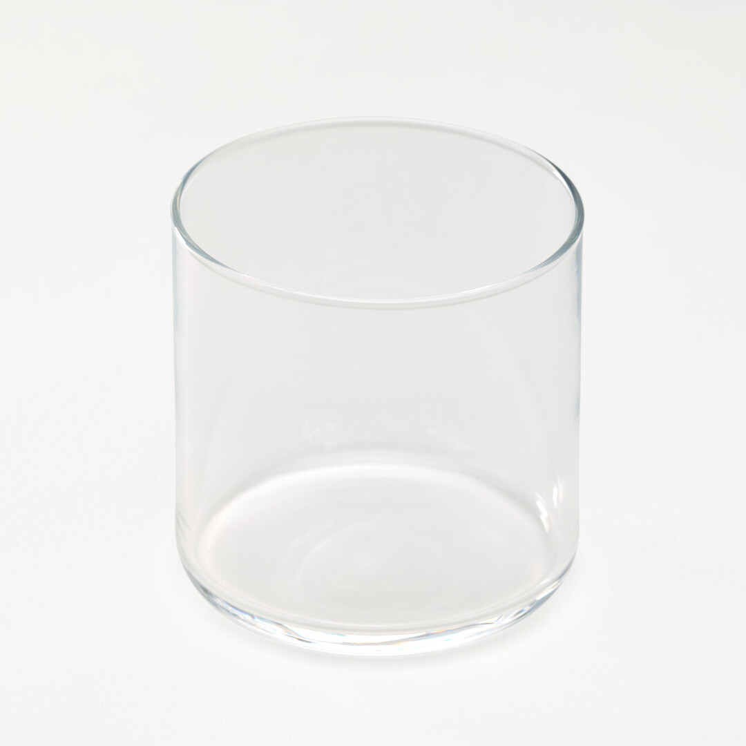 A glass circular tumbler
