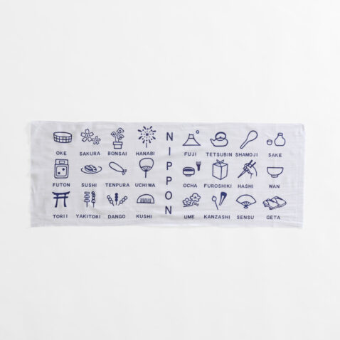 Tenugui with pictograms illustrating Japan