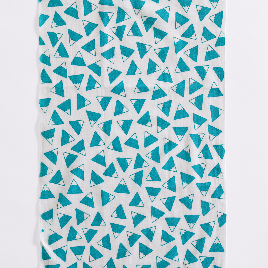 A tenugui with a pattern of many Mount Fuji