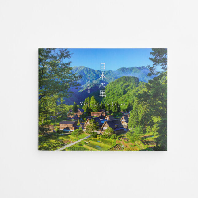 The front cover of the book with a picture of thatched roof houses by forests and fields