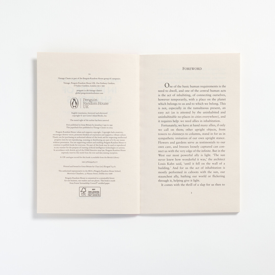 The opening page to the foreword of the book In Praise of Shadow on the right hand side with the publishing details on the left hand side