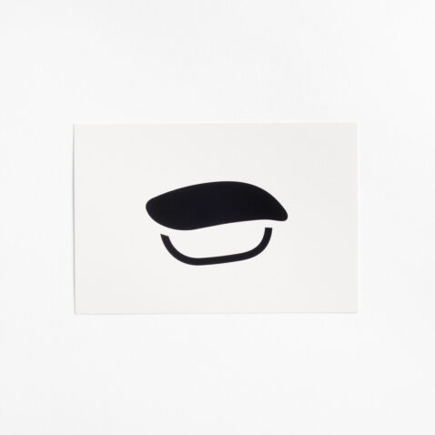 A postcard with a pictogram of sushi