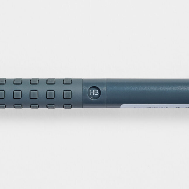 Pentel Smash Mechanical Pencil 0.5 with a grey body and a window to showing 'HB'