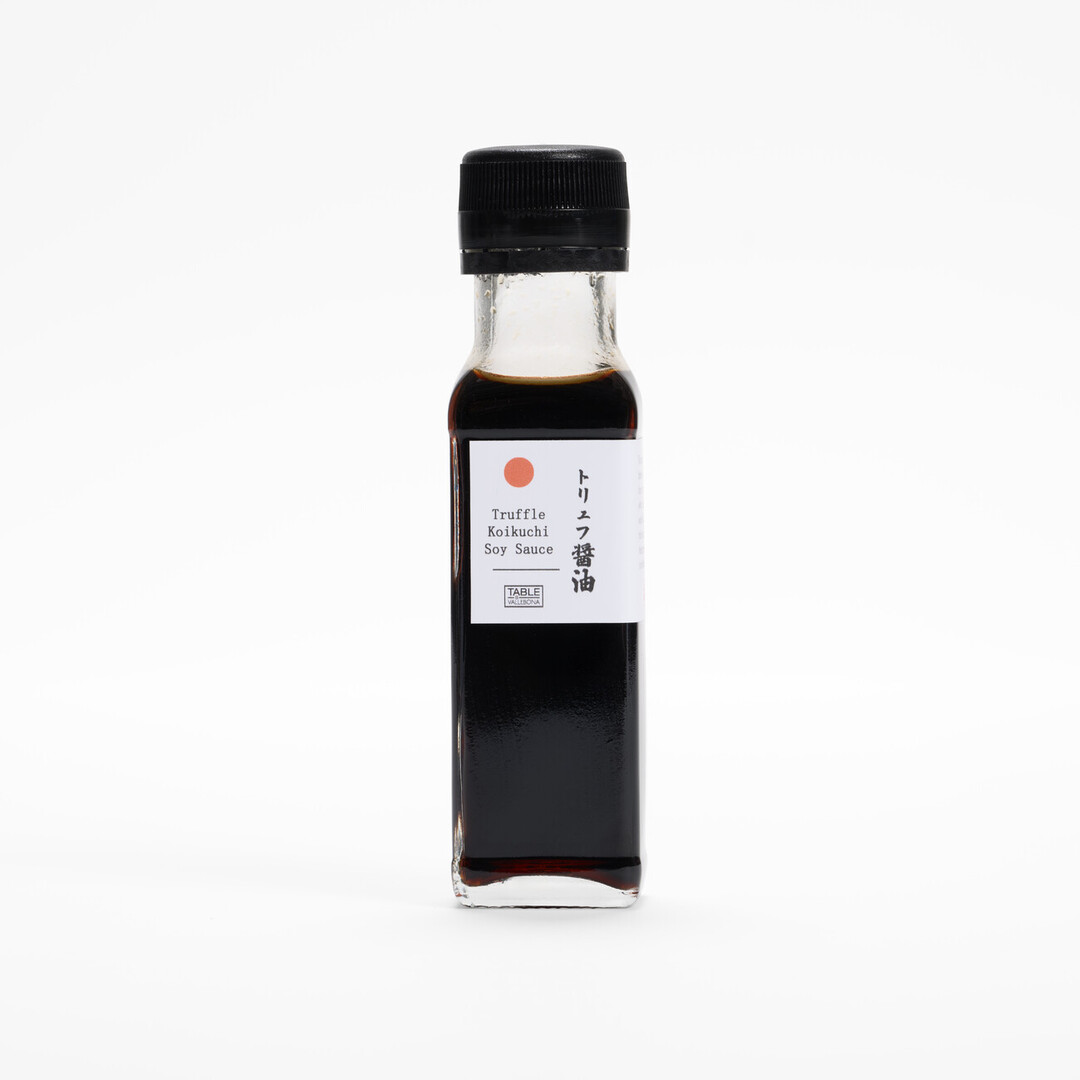 Truffle soy sauce in a rectangular glass bottle from Japan House London.