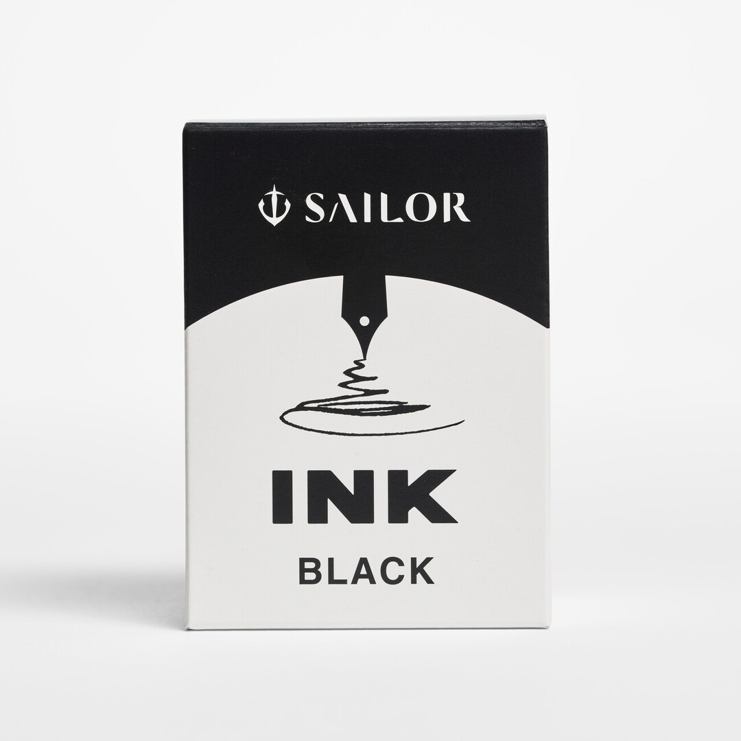 Sailor ink in cartridges packaged in paper box with a picture of fountain pen in black from Japan House London