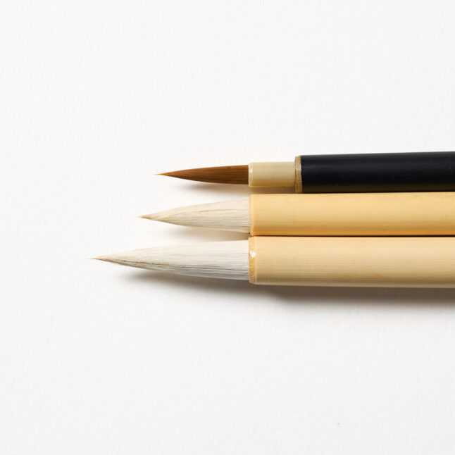 Painting brush set of three for beginners in painting and writing in ink from Japan House London