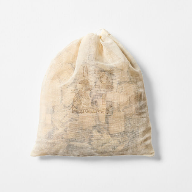 Medium cloth bag with wood chips of Aomori hiba, a species of cypress native to Aomori Prefecture from Japan House London.