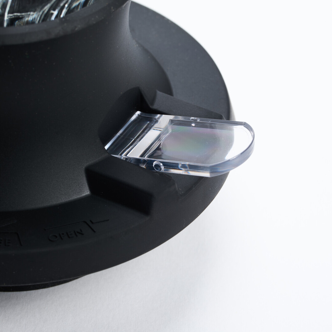 Close up of the switch opened on Hario V60 Switch Immersion Dripper Size 02 from Japan House London.