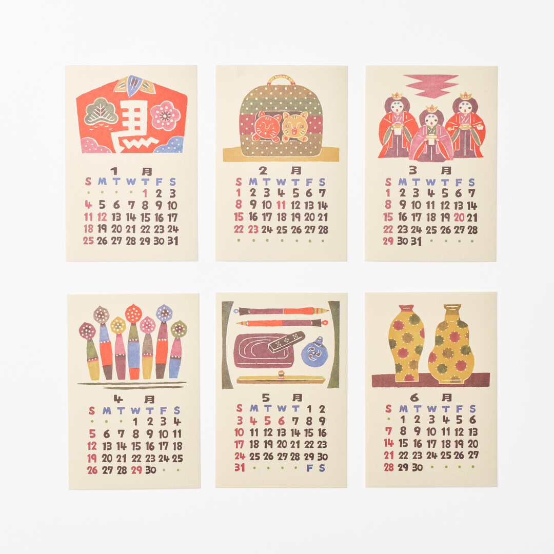 6 pages of the Japanese Handicraft Calendar from January till June.