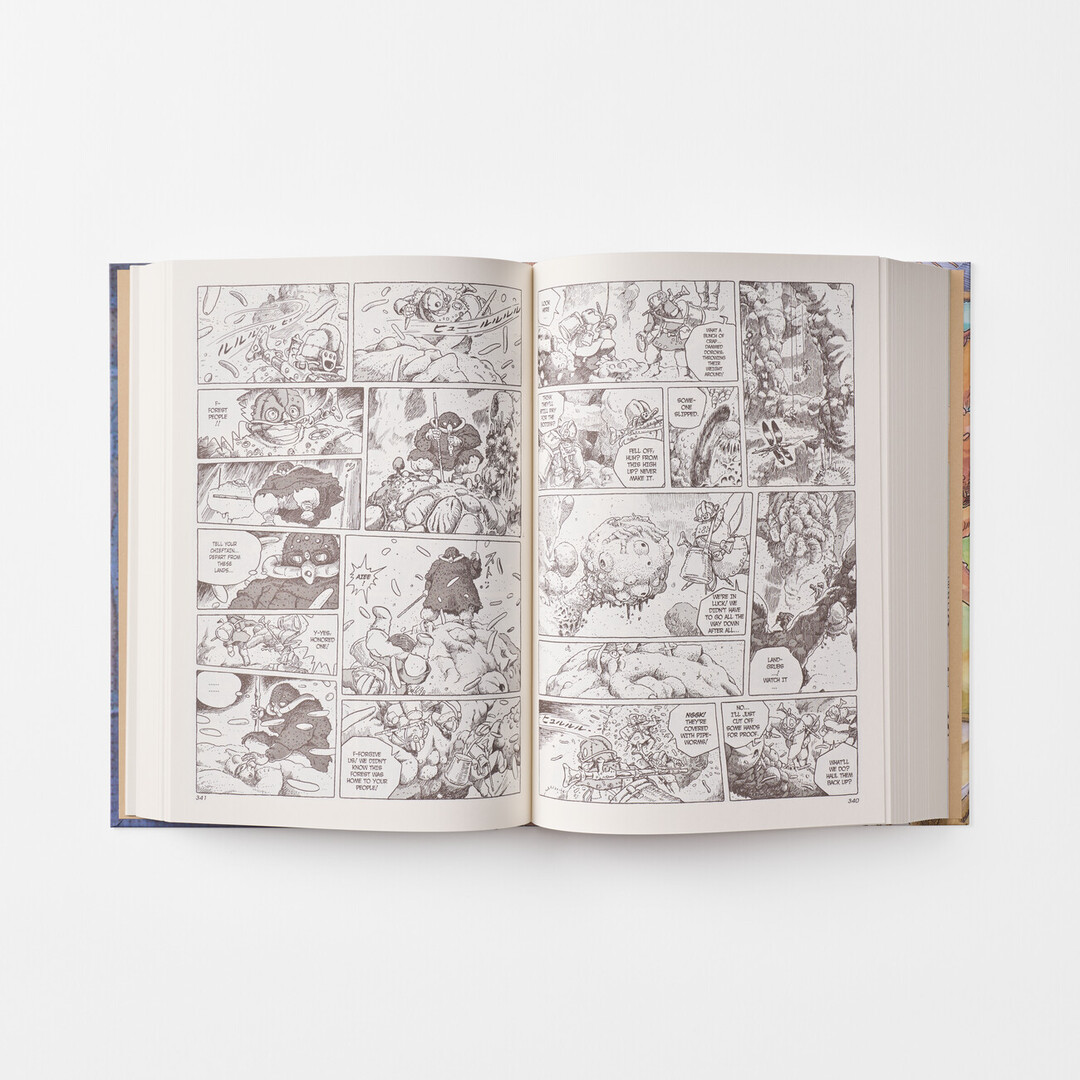 A spread from the manga Nausicaä of the Valley of the Wind Box Set from Japan House London.