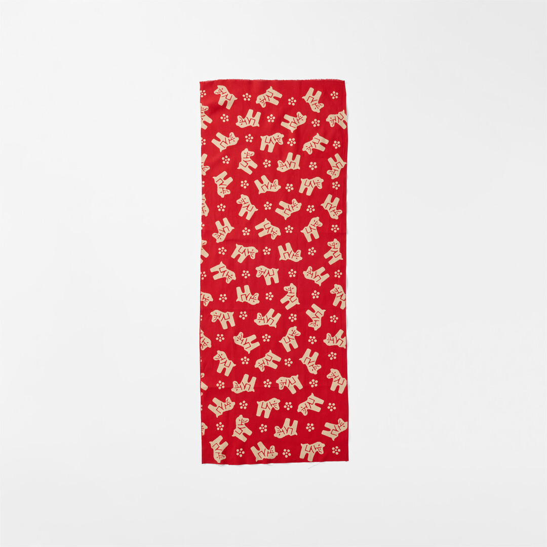 Tenugui with haniwa horses by Kamawanu from Japan House London.