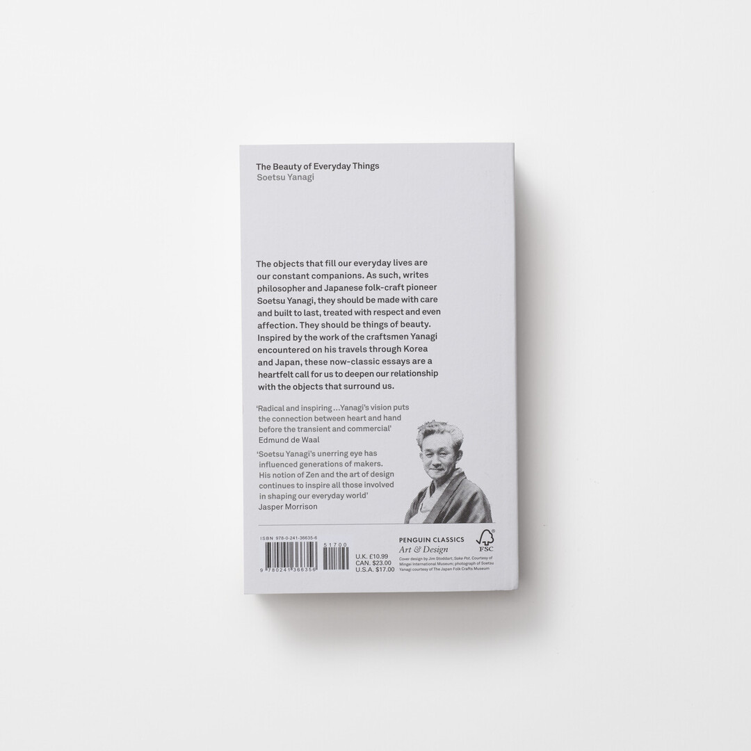 The back cover of the book, Beauty of Everyday Things by Yanagi Soetsu.
