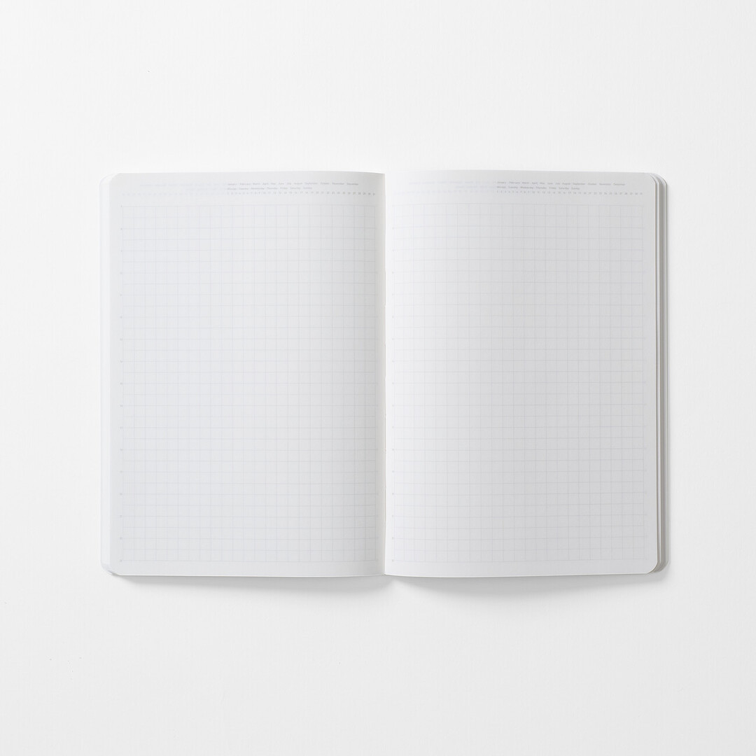 A spread from the STALOGY 1/2 Year Notebook B6/black from Japan House London.