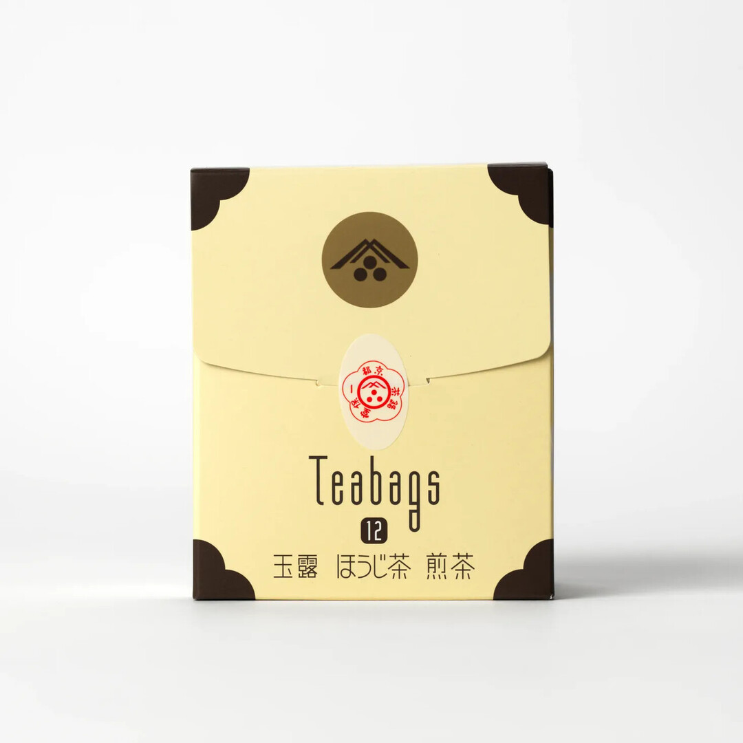 A yellow box of 12 teabags of three types of green tea by Ippodo from Japan House London.