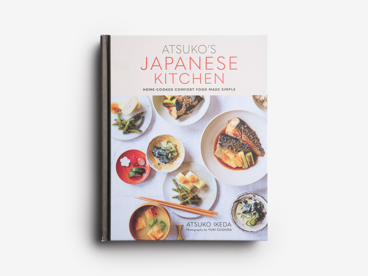 Book cover of Atsuko's Japanese Kitchen with a picture of Japanese food on plates from Japan House London.