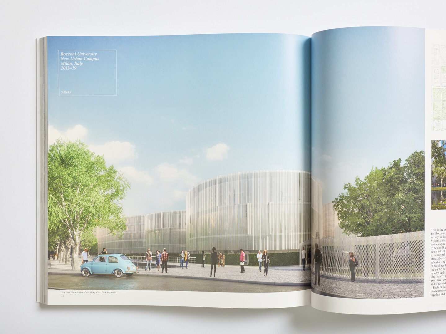 A square book of the works of SANAA Kazuyo Sejima, Ryue Nishizawa 2011-2018 - GA Architect with a spread of picture of a building.