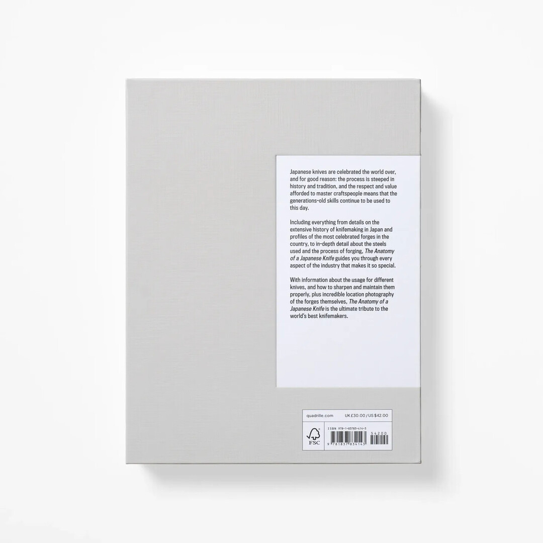 The back cover of The Anatomy of a Japanese Knife from Japan House London.