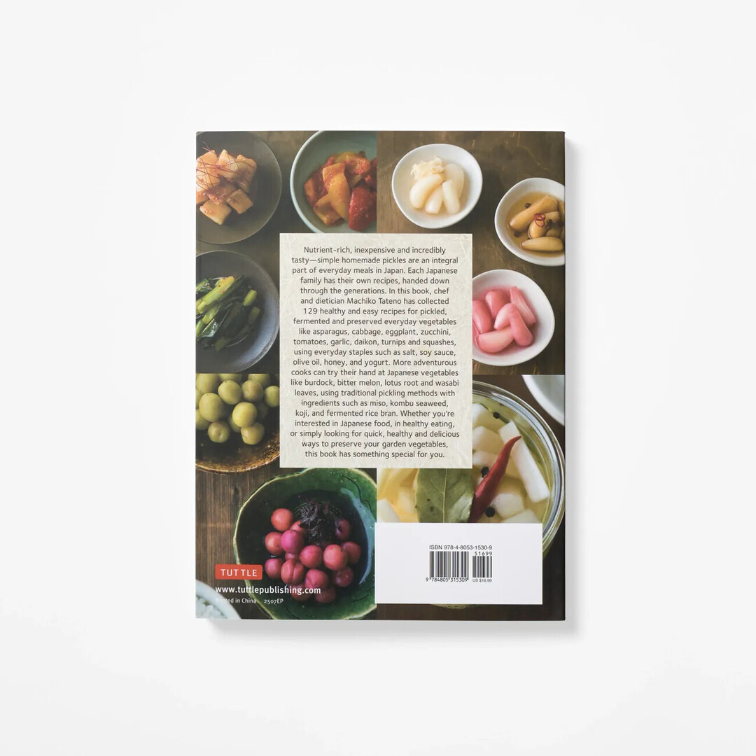 The back cover of Japanese Pickled Vegetables by Tateno Machiko from Japan House London.