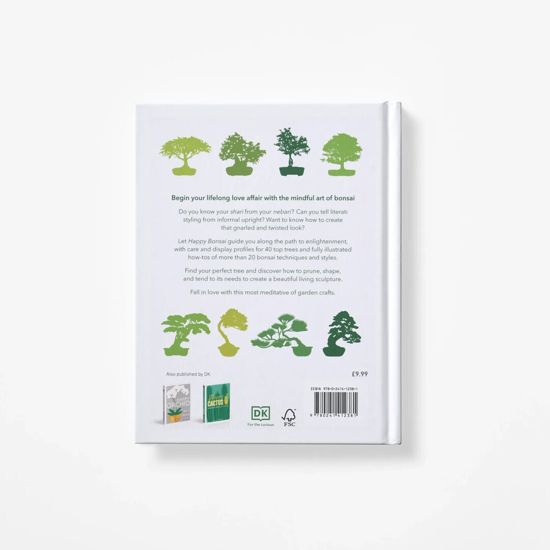 The back cover of Happy Bonsai from Japan House London.