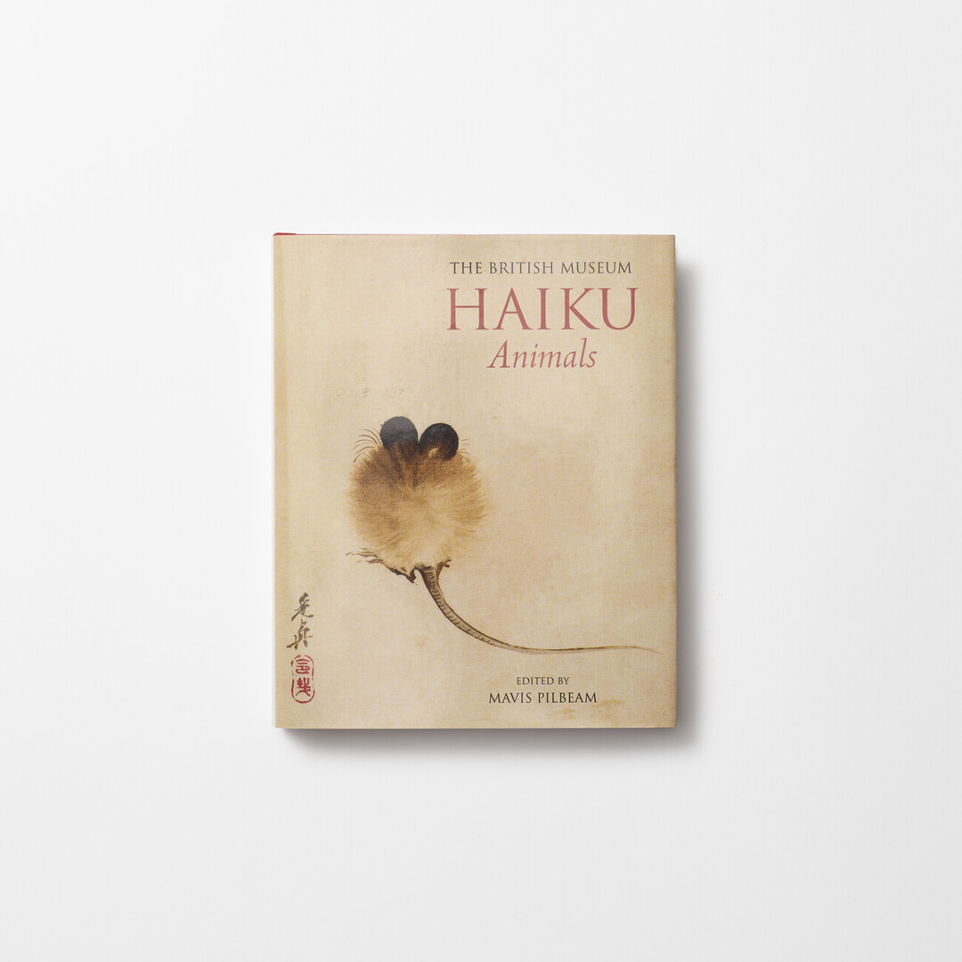 Haiku Animals book cover with a illustration of a mouses back by British Museum Press from Japan House London.